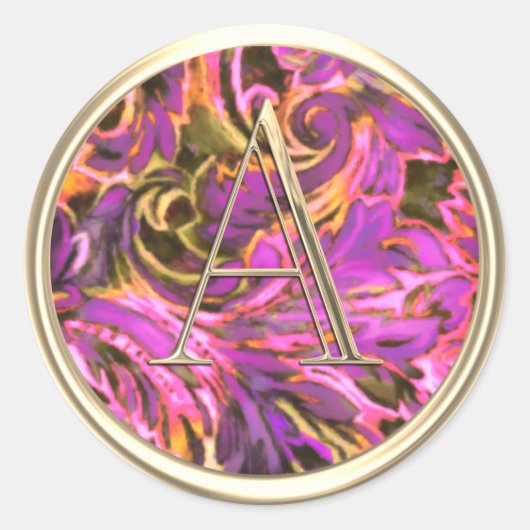 ALLE INITIALEN Gouden Monogram Kleurrijke Roze Dam Ronde Sticker (Voorkant)