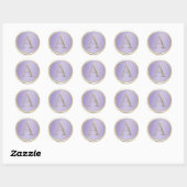 ALLE INITIALEN Gouden Monogram Lavendel Shimmer Ronde Sticker (Vel)