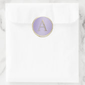 ALLE INITIALEN Gouden Monogram Lavendel Shimmer Ronde Sticker (Tas)