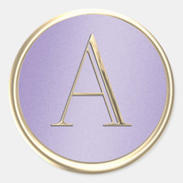 ALLE INITIALEN Gouden Monogram Lavendel Shimmer Ronde Sticker