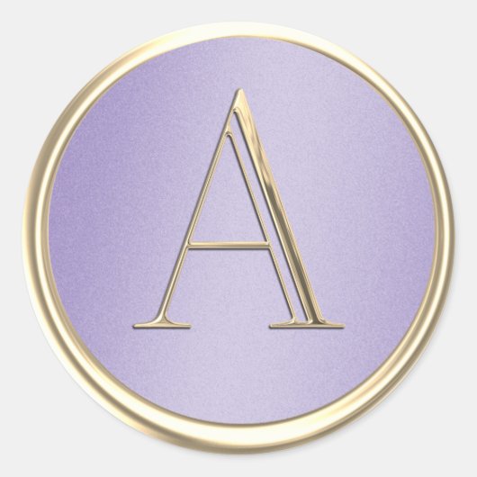 ALLE INITIALEN Gouden Monogram Lavendel Shimmer Ronde Sticker (Voorkant)