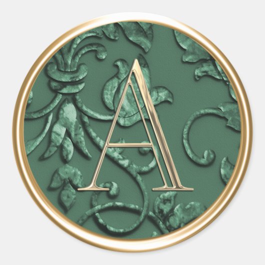 ALLE INITIALEN Gouden Monogram op Emerald Groene D Ronde Sticker (Voorkant)
