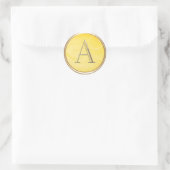 ALLE INITIALEN Gouden Monogram op Geel Ronde Sticker (Tas)