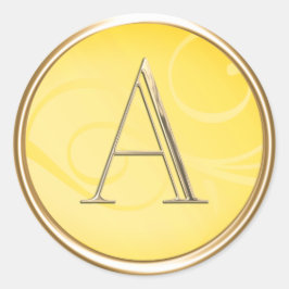 ALLE INITIALEN Gouden Monogram op Geel Ronde Sticker
