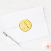 ALLE INITIALEN Gouden Monogram op Geel Ronde Sticker (Envelop)