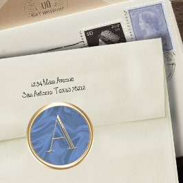 ALLE INITIALEN Gouden Monogram op Gemarmerde Om he Ronde Sticker