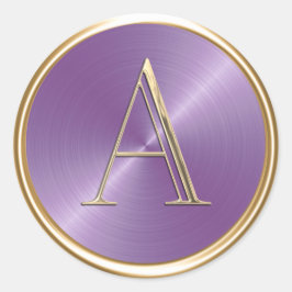 ALLE INITIALEN Gouden monogram op lavendelpaars Ronde Sticker