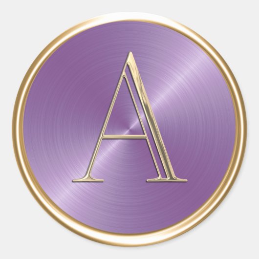 ALLE INITIALEN Gouden monogram op lavendelpaars Ronde Sticker (Voorkant)