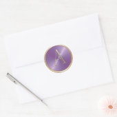 ALLE INITIALEN Gouden monogram op lavendelpaars Ronde Sticker (Envelop)