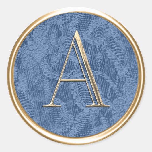 ALLE INITIALEN Gouden Monogram op Medium Blauwe Ka Ronde Sticker (Voorkant)