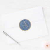 ALLE INITIALEN Gouden Monogram op Medium Blauwe Ka Ronde Sticker (Envelop)