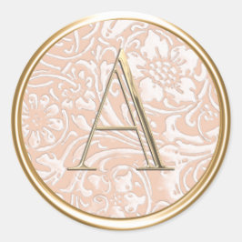 ALLE INITIALEN Gouden monogram op perzikpatroon Ronde Sticker