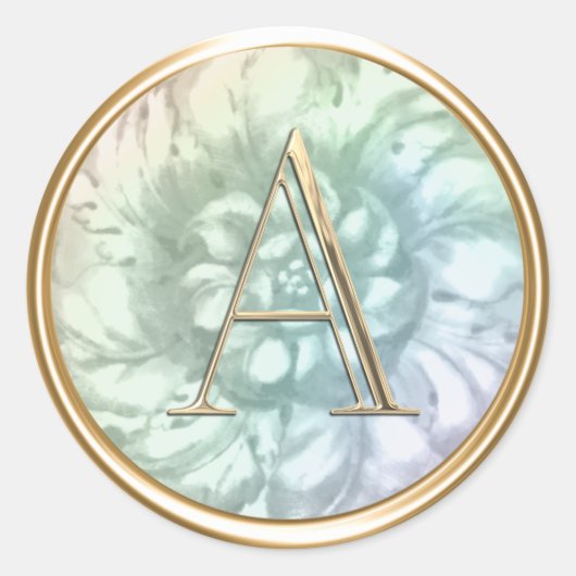 ALLE INITIALEN Gouden Monogram op Regenboogparel Ronde Sticker (Voorkant)