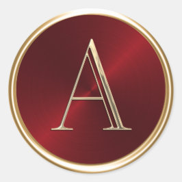 ALLE INITIALEN Gouden Monogram op Rood Ronde Sticker