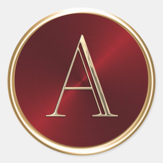 ALLE INITIALEN Gouden Monogram op Rood Ronde Sticker (Voorkant)