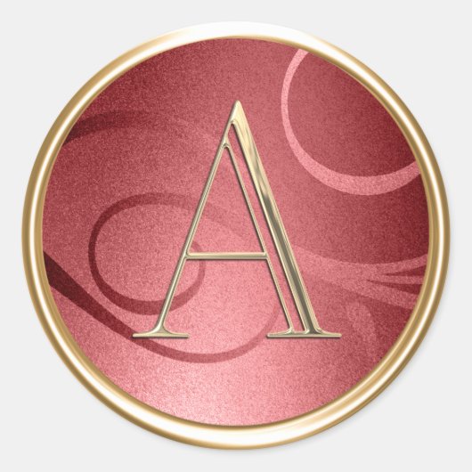 ALLE INITIALEN Gouden Monogram op Rood Ronde Sticker (Voorkant)