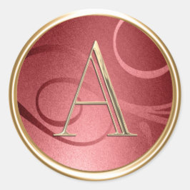 ALLE INITIALEN Gouden Monogram op Rood Ronde Sticker