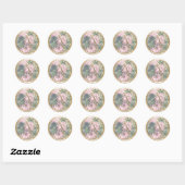 ALLE INITIALEN Gouden Monogram op Roze Honeysuckle Ronde Sticker (Vel)