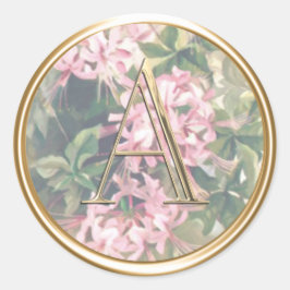 ALLE INITIALEN Gouden Monogram op Roze Honeysuckle Ronde Sticker