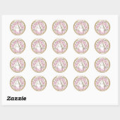 ALLE INITIALEN Gouden Monogram op Roze Pioenrozen Ronde Sticker (Vel)