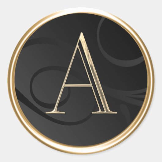 ALLE INITIALEN Gouden Monogram op Zwart Ronde Sticker (Voorkant)