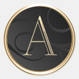 ALLE INITIALEN Gouden Monogram op Zwart Ronde Sticker