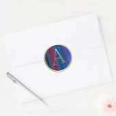 ALLE INITIALEN Gouden Monogram Paarse Rood Blauwe Ronde Sticker (Envelop)