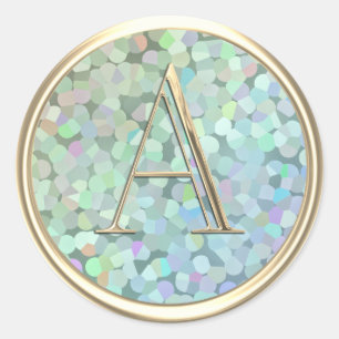 ALLE INITIALEN Gouden Monogram Regenboog Iriserend Ronde Sticker