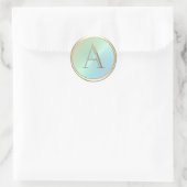 ALLE INITIALEN Gouden Monogram Regenboog Iriserend Ronde Sticker (Tas)