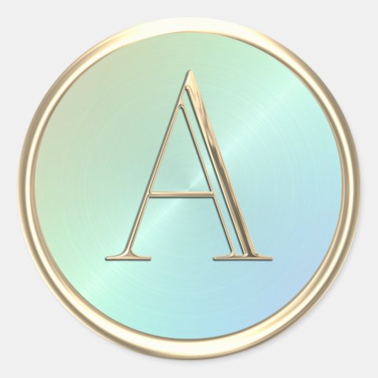 ALLE INITIALEN Gouden Monogram Regenboog Iriserend Ronde Sticker (Voorkant)