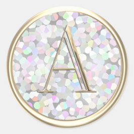 ALLE INITIALEN Gouden Monogram Regenboog Iriserend Ronde Sticker