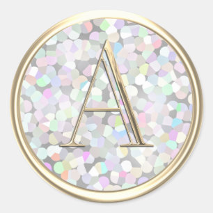 ALLE INITIALEN Gouden Monogram Regenboog Iriserend Ronde Sticker