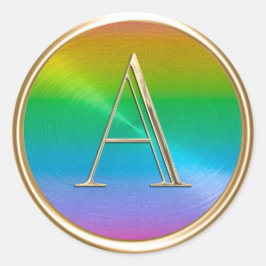 ALLE INITIALEN Gouden Monogram Regenboog Ronde Sticker