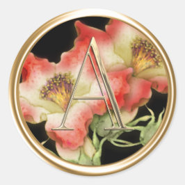 ALLE INITIALEN Gouden Monogram Rode en witte lelie Ronde Sticker