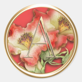 ALLE INITIALEN Gouden Monogram Rode en witte lelie Ronde Sticker