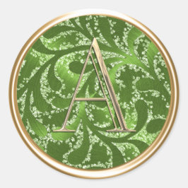 ALLE INITIALEN Gouden Monogram Smaragd Groen Patro Ronde Sticker