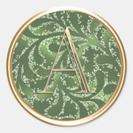 ALLE INITIALEN Gouden Monogram Smaragd Groen Patro Ronde Sticker