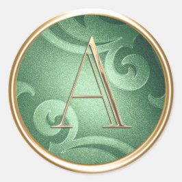 ALLE INITIALEN Gouden Monogram Smaragd Groen Patro Ronde Sticker