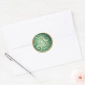 ALLE INITIALEN Gouden Monogram Smaragd Groen Patro Ronde Sticker (Envelop)