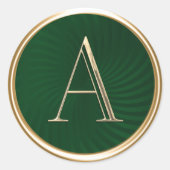 ALLE INITIALEN Gouden Monogram Smaragd Groen Ronde Sticker (Voorkant)