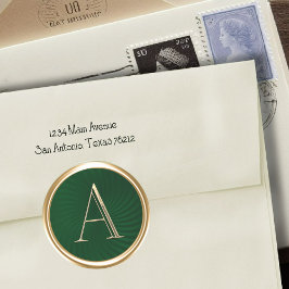 ALLE INITIALEN Gouden Monogram Smaragd Groen Ronde Sticker