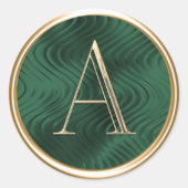 ALLE INITIALEN Gouden Monogram Smaragd Groene Golf Ronde Sticker (Voorkant)