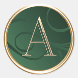 ALLE INITIALEN Gouden Monogram Smaragd Groene Swir Ronde Sticker