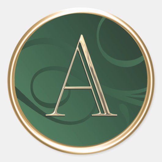 ALLE INITIALEN Gouden Monogram Smaragd Groene Swir Ronde Sticker (Voorkant)