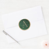 ALLE INITIALEN Gouden Monogram Smaragd Groene Swir Ronde Sticker (Envelop)