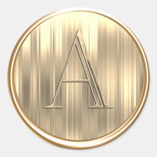 ALLE INITIALEN Gouden Monogram Strepen Ronde Sticker (Voorkant)