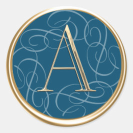 ALLE INITIALEN Gouden Monogram Swirlie op elke kle Ronde Sticker