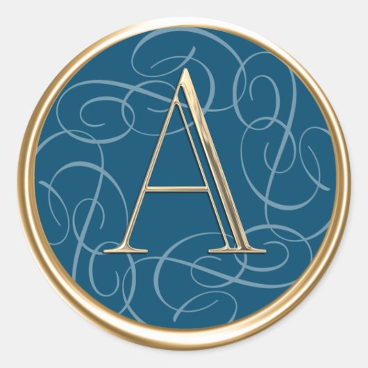 ALLE INITIALEN Gouden Monogram Swirlie op elke kle Ronde Sticker (Voorkant)