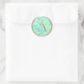 ALLE INITIALEN Gouden Monogram Turquoise Aqua Dama Ronde Sticker (Tas)