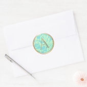 ALLE INITIALEN Gouden Monogram Turquoise Aqua Dama Ronde Sticker (Envelop)